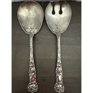 Towle Silver Bridal Rose Solid Salad Set Silver Plate, Italy